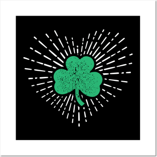 Irish Shamrock Heart Badge Posters and Art